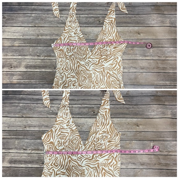 Song Of Style Jude Ivory Tan Halter Midi Backless Dress Medium Swirl Print - Picture 8 of 12